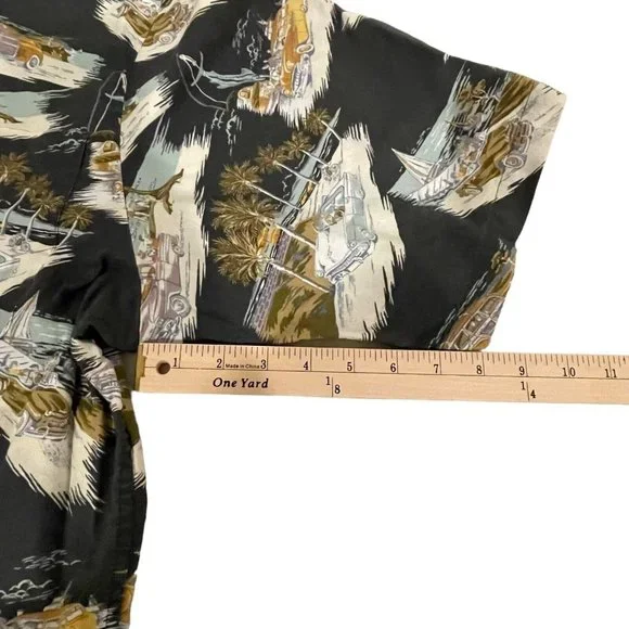 Joe Kealuha’s Reyn Spooner Mens Hawaiian Shirt 2XL Black Car Print Short Sleeve - Picture 5 of 9